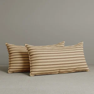 Exclusive Waist Cushion in Cocoa Striped Cotton Linen, 56*27*12 CM