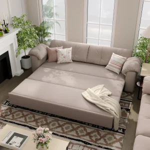 Cottonfy Multifunctional Sleeper 3 Seater Sofa Bed with Storage Space