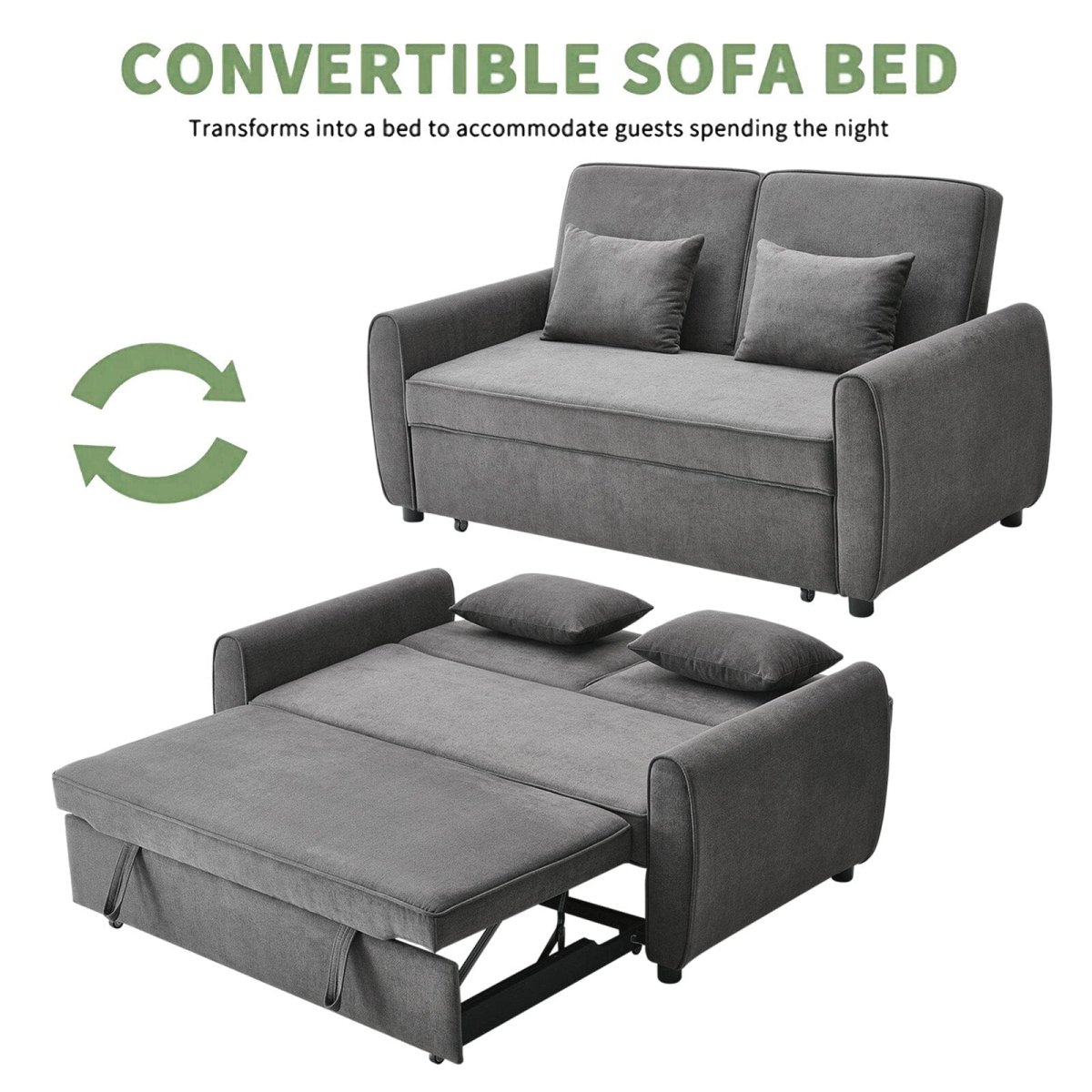 Convertible Pull Out Sofa Bed with Reclining Backrest - Image 6