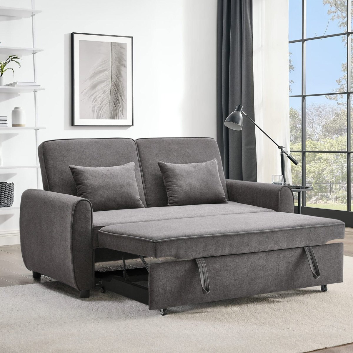 Convertible Pull Out Sofa Bed with Reclining Backrest - Image 7