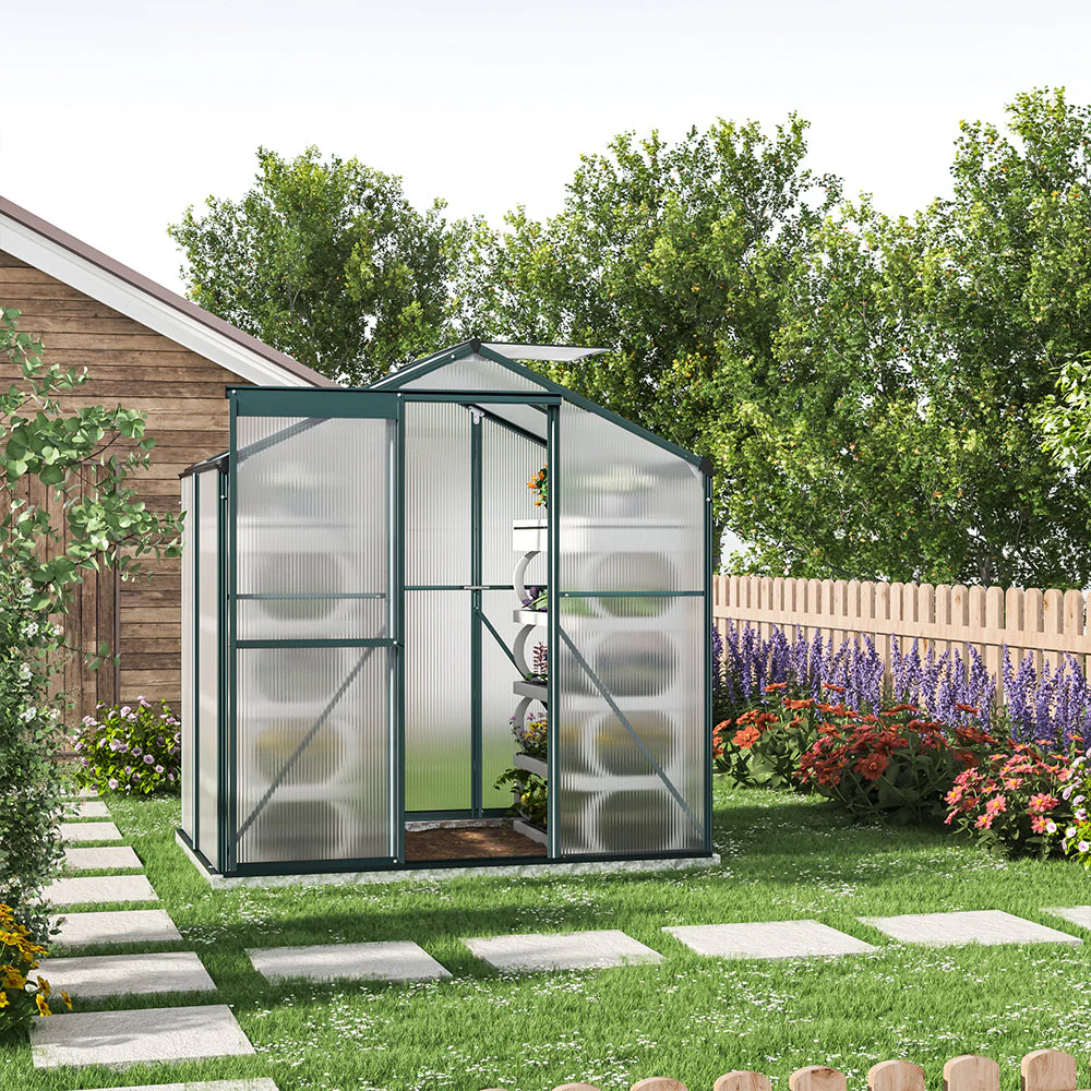 4×6 ft/ 6×6 ft/ 8×6 ft/ 10×6 ft Garden Greenhouse Green Framed with Vent - Image 8