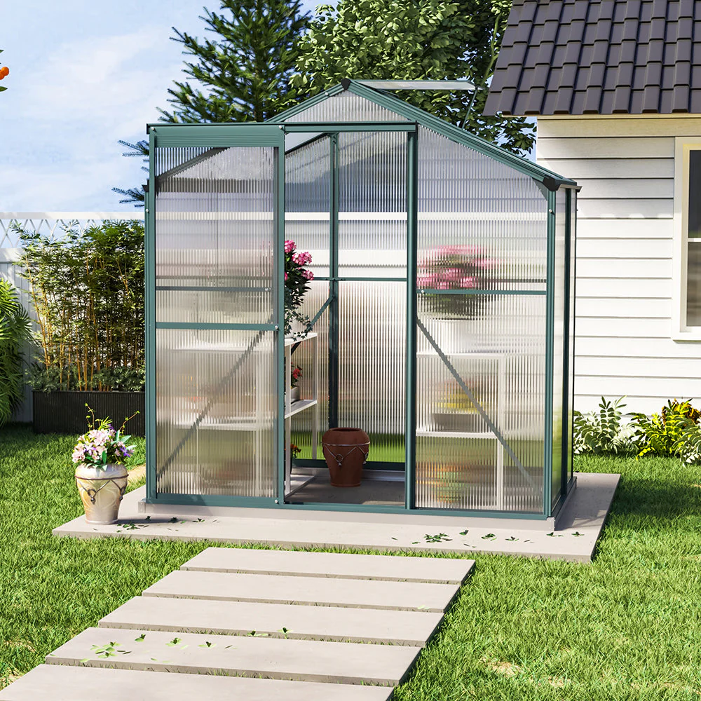 4×6 ft/ 6×6 ft/ 8×6 ft/ 10×6 ft Garden Greenhouse Green Framed with Vent - Image 2