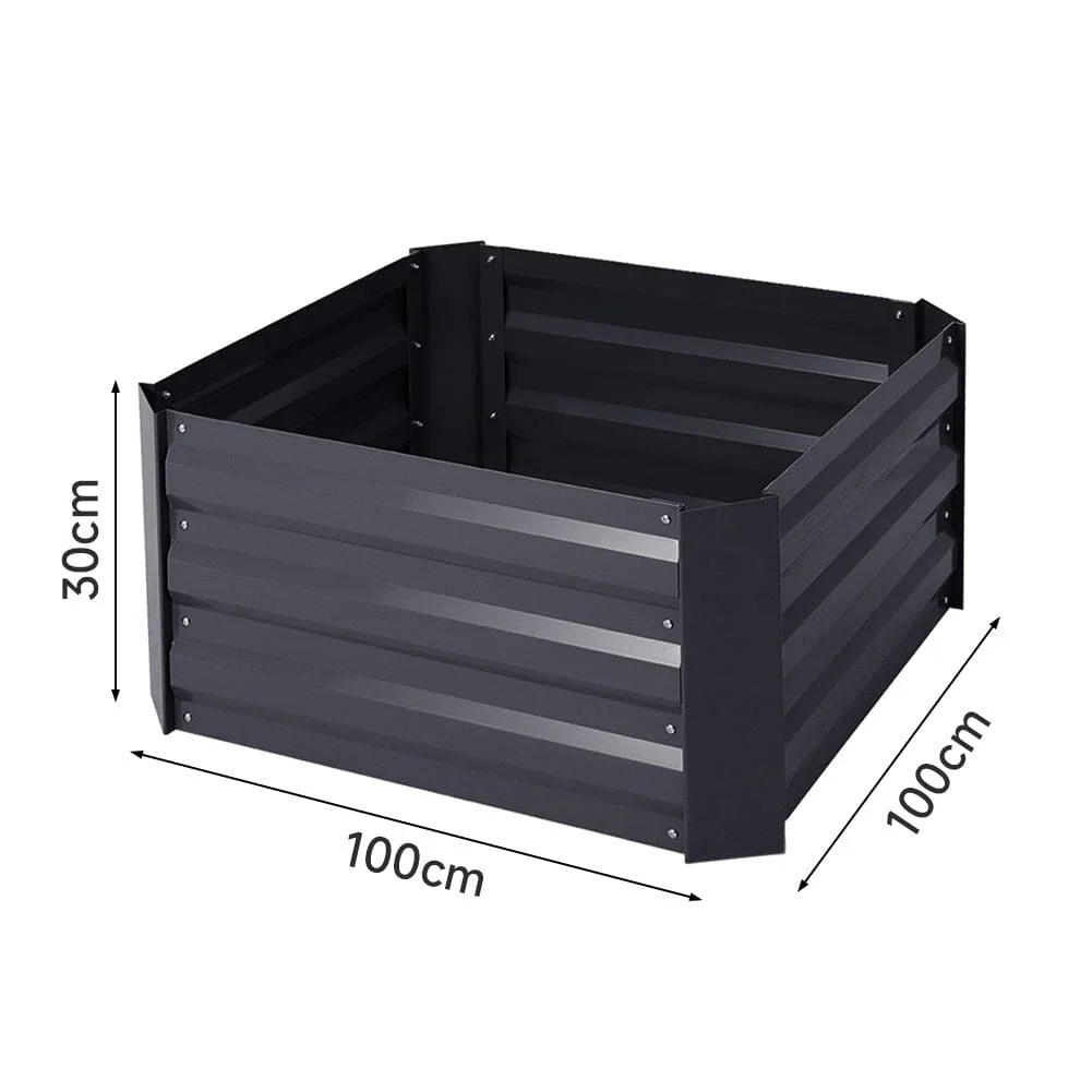 Galvanized Steel Square Raised Garden Bed Planter Box in Black - Image 9