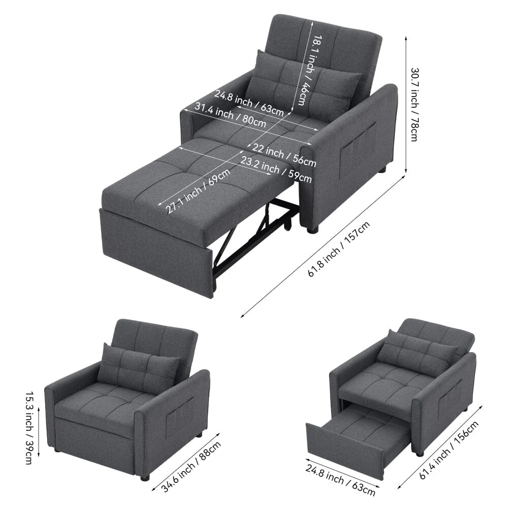Single Convertible Sofa Bed with Pull Out Mechanism - Image 4