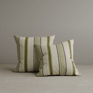 Cottonfy Square Exclusive Design Cushion in Green Striped Cotton Linen, 45*45CM
